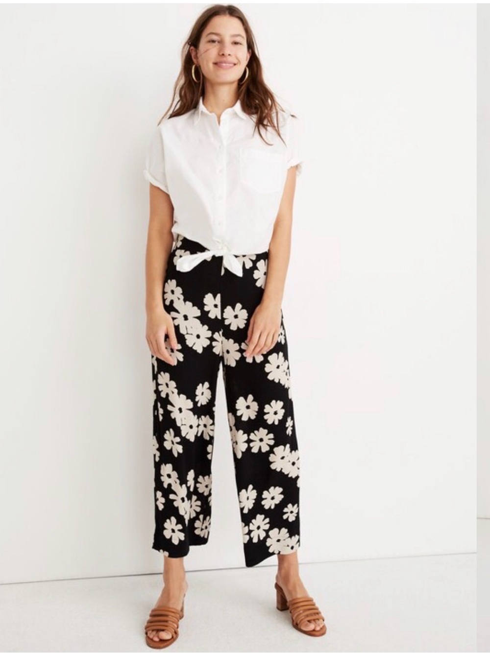 Madewell Huston Pull-On Crop Pants in Woodcut Flowers